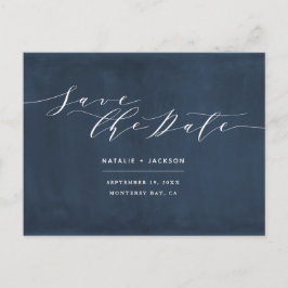 Marine blauw + wit elegante bruiloft save the date briefkaart