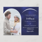 Marine blauw wit foto boog bruiloft uitnodiging (Voorkant)