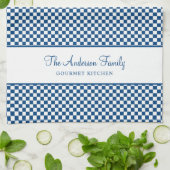 Marine Blauw Wit Frans Plakken Check Country Gourm Theedoek (Gevouwen)