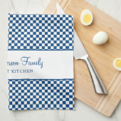 Marine Blauw Wit Frans Plakken Check Country Gourm Theedoek (Quarter Fold)