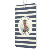 Marine Blauw Wit Gestreepte Nautische Foto Luchtverfrisser (Links)