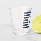 Marine Blauw Wit Gestreepte Nautische Foto Shot Gl Shot Glas (Links)