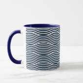 Marine blauw & wit golvend patroon mok (Links)