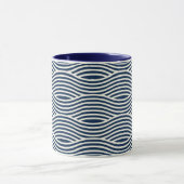Marine blauw & wit golvend patroon mok (Midden)
