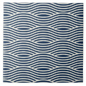 Marine blauw & wit golvend patroon tegeltje (Voorkant)
