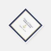 Marine Blauw Wit Goud Anker Nautische Huwelijk Servetten (Hoek)