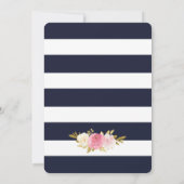 Marine Blauw Wit Goud Blush Roze Bloemen Huwelijk Kaart (Achterkant)