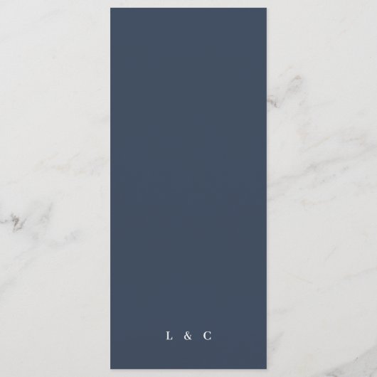 Marine Blauw Wit Goud Elegant Klassieke Bruiloft Menu (Achterkant)