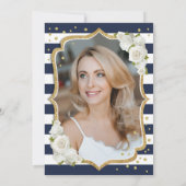 Marine Blauw Wit Goud Foto 50e Verjaardag Kaart (Achterkant)