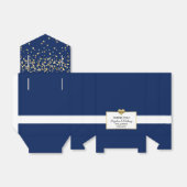 Marine Blauw Wit Goud Hart Party Favor Bruiloft Bedankdoosjes (Uitgevouwen)