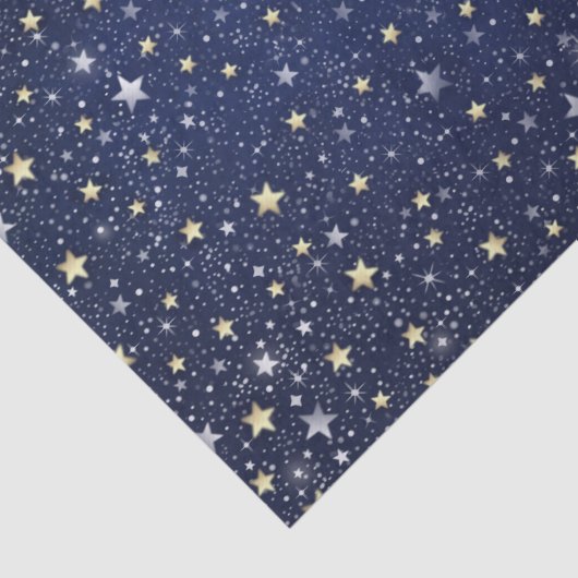 Marine Blauw Wit & Gouden Sterren Tissuepapier (Detail)