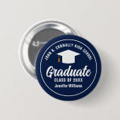 Marine Blauw Wit Graduation Party Gepersonaliseerd Ronde Button 5,7 Cm (Voorkant /achterkant)