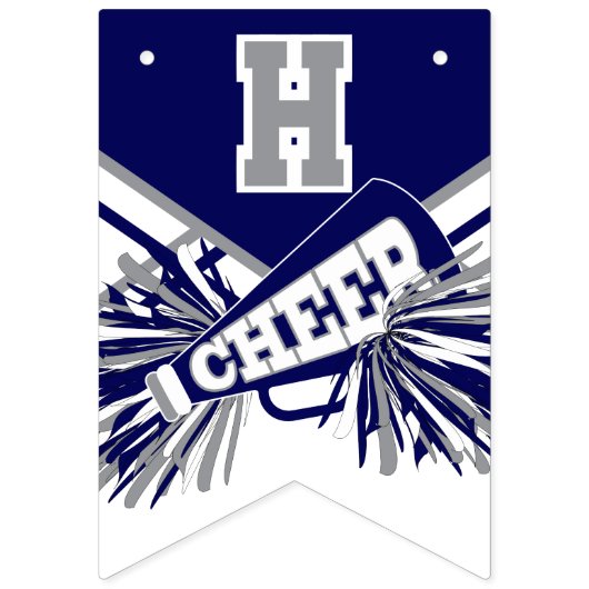 Marine Blauw, Wit, Grijs Cheerleader Verjaardag Vlaggetjes (Tweede vlag)