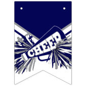 Marine Blauw, Wit, Grijs Cheerleader Verjaardag Vlaggetjes (Eerste vlag)