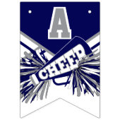 Marine Blauw, Wit, Grijs Cheerleader Verjaardag Vlaggetjes (Derde vlag)