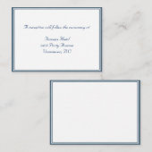 Marine blauw / wit ingelijste bruiloft RSVP recept Informatiekaartje (Voorkant / Achterkant)