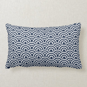 Marine Blauw Wit Japans Golf Patroon Kussen