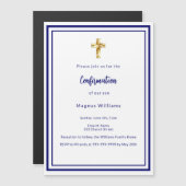 Marine blauw wit jongen Bevestiging Magnetische Uitnodiging (Voorkant / Achterkant)