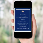 Marine blauw wit jongen gouden kruis Bevestiging Kaart