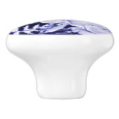 Marine Blauw Wit Konijn Vogel Bloemen Woodland Bun Keramische Knop (Zijkant)