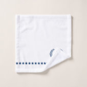 Marine Blauw Wit Laurel Krans Monogram Bad Handdoek (Wasdoekje)