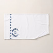 Marine Blauw Wit Laurel Krans Monogram Bad Handdoek (Handdoek)
