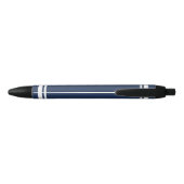 Marine Blauw Wit Lijnen Monogrammed Zwarte Inkt Pen (Achterkant)