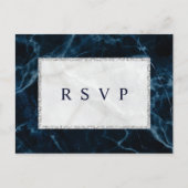 Marine Blauw Wit Marmer Bruiloft RSVP Uitnodiging Briefkaart (Voorkant)