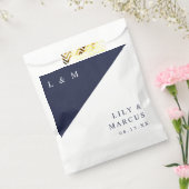 Marine Blauw Wit Moderne Minimalistische Monogram  Bedankzakje (Gezegeld)