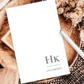 Marine Blauw Wit Monogram Klassiek Gepersonaliseer Briefpapier