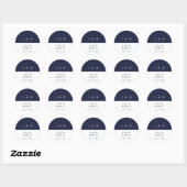 Marine Blauw Wit Monogram Minimalistische Huwelijk Ronde Sticker (Vel)