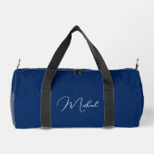 Marine Blauw Wit Monogrammed Naam Gym Sport Reizen Plunjezak (Achterkant)