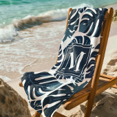 Marine Blauw & Wit Monstera Monogram Strandlaken