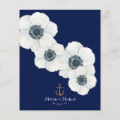 Marine Blauw & Wit Nautisch Budget Trouwmenu ⚓ (Achterkant)