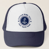 Marine Blauw Wit Nautische Boot Anker Kapitein Naa Trucker Pet (Voorkant)