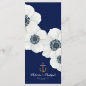 Marine Blauw & Wit Nautische Kust Trouwmenu 🦀 Menu (Achterkant)