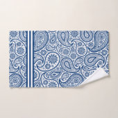 Marine Blauw & Wit Paisley Patroon Strepen Accent Bad Handdoek (Handdoek)