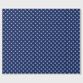 Marine Blauw | Wit Polka Dot inpakpapier (Vlak)