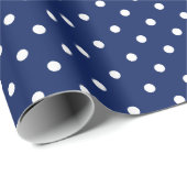 Marine Blauw | Wit Polka Dot inpakpapier (Rol Hoek)