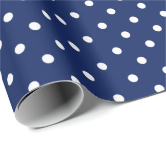 Marine Blauw | Wit Polka Dot inpakpapier