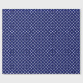 Marine Blauw Wit Quatrefoil Patroon Cadeaupapier (Vlak)