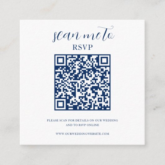 Marine Blauw & Wit | RSVP QR Code Enclosure Kaart (Voorkant)