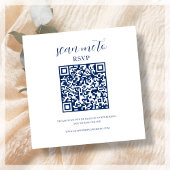 Marine Blauw & Wit | RSVP QR Code Enclosure Kaart