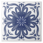 Marine Blauw Wit Rustiek Azulejo Mediterraan Tegeltje (Voorkant)