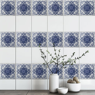 Marine Blauw Wit Rustiek Azulejo Mediterraan Tegeltje
