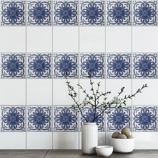 Marine Blauw Wit Rustiek Azulejo Mediterraan Tegeltje