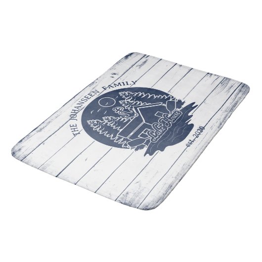 Marine Blauw & Wit Rustiek Hout Nautisch Lake Hous Badmat (Gekanteld)