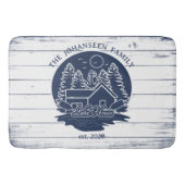 Marine Blauw & Wit Rustiek Hout Nautisch Lake Hous Badmat (Voorkant)