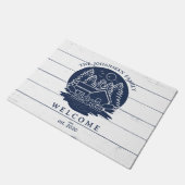 Marine Blauw & Wit Rustiek Hout Nautisch Lake Hous Deurmat (Schuin)