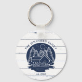 Marine Blauw & Wit Rustiek Hout Nautisch Lake Hous Sleutelhanger (Achterkant)